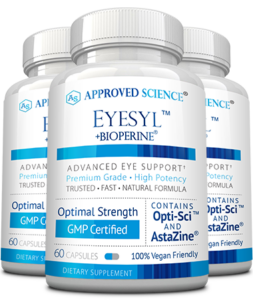 3 bottles of Approved Science Eyesyl, Advanced eye support